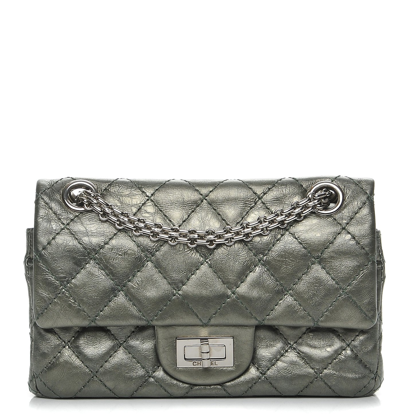 Metallic Aged Calfskin 2.55 Reissue 224 Flap Green