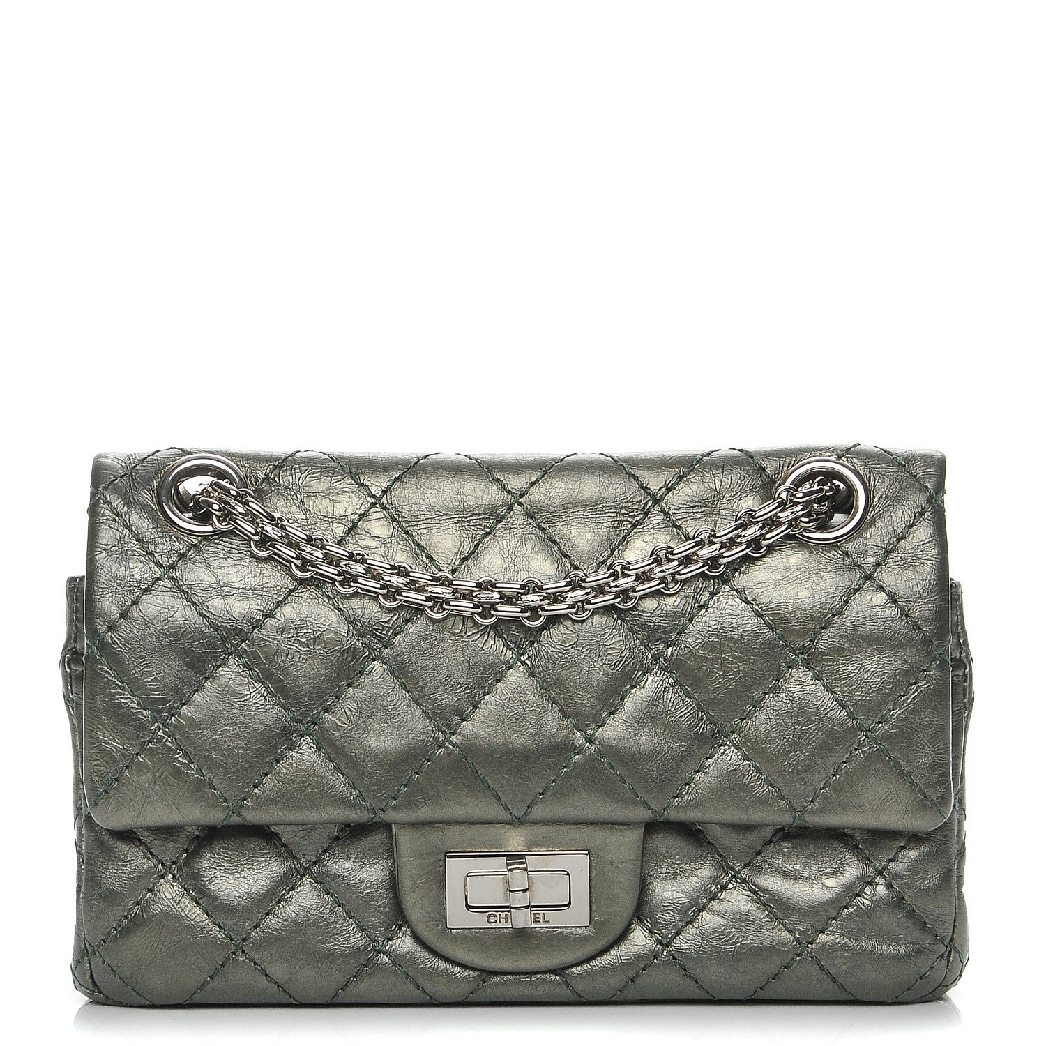 Chanel Metallic Aged Calfskin 2.55 Reissue 224 Flap Green 1 of 8