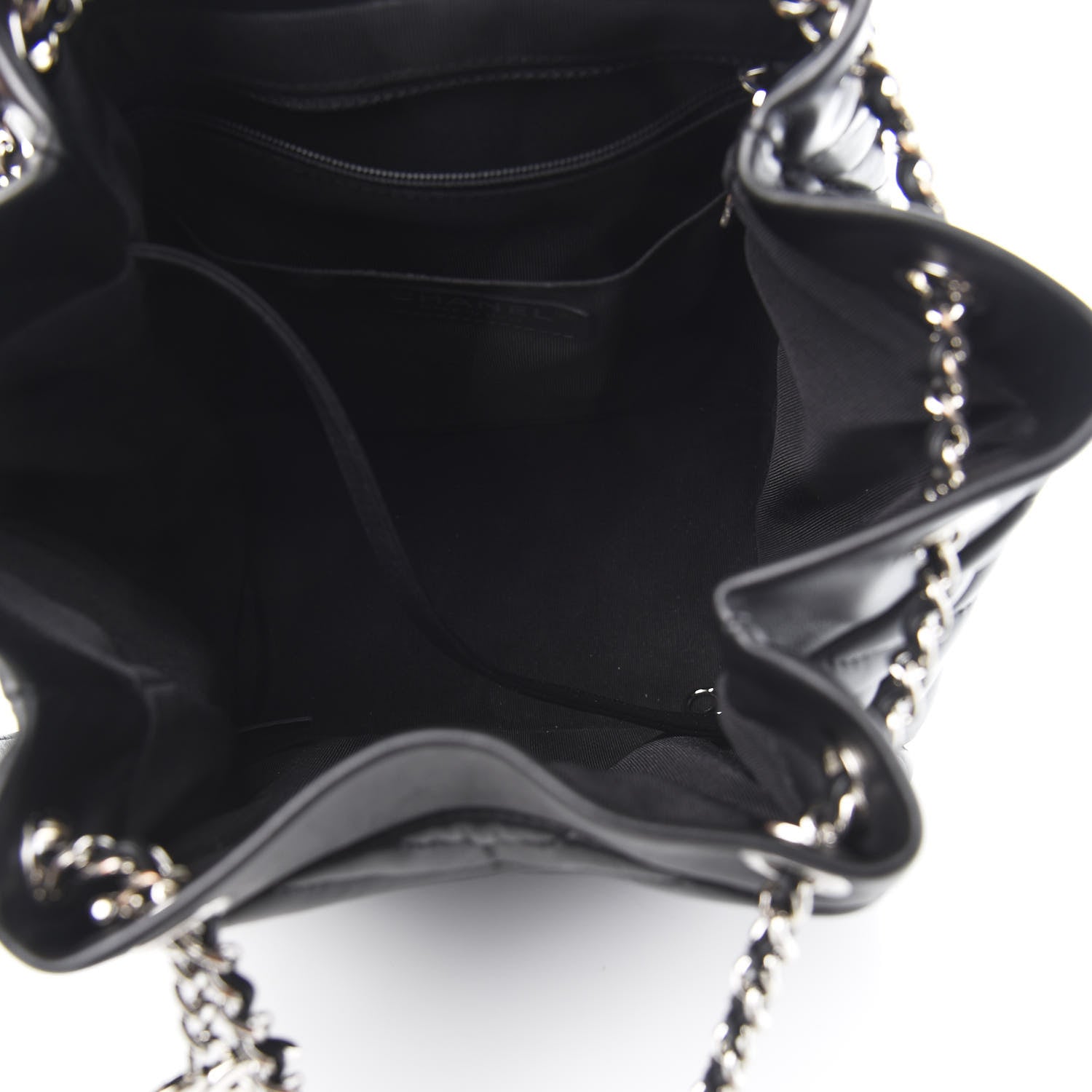 Chanel Lambskin Chevron Small Urban Spirit Drawstring Bag Black 4 of 10