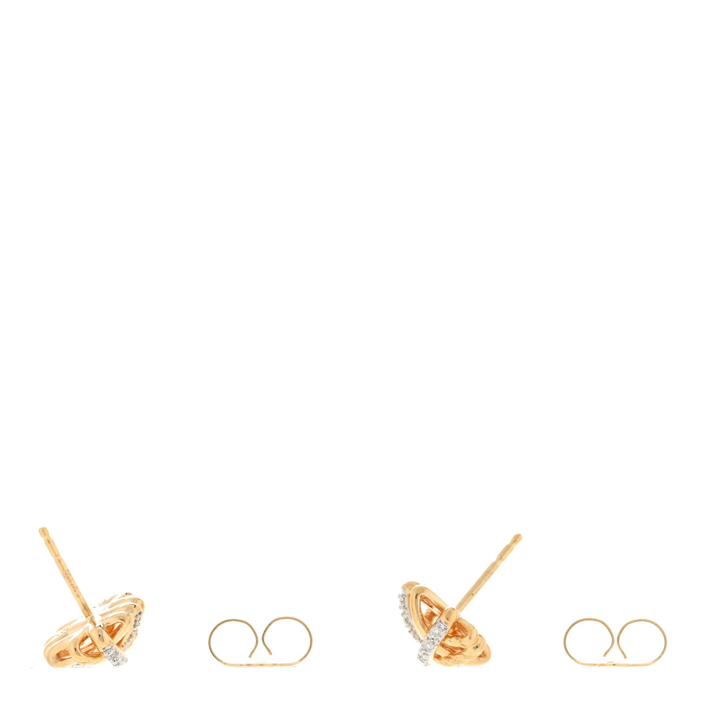 18K Yellow Gold Diamond 11mm Crossover Stud Earrings