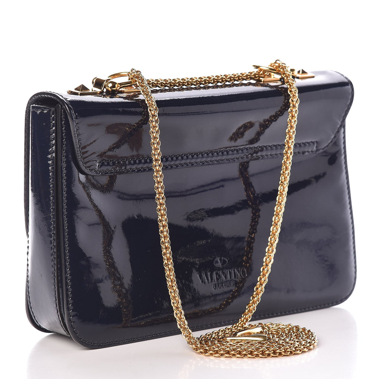 Patent L'Amour Rockstud Shoulder Bag Marine