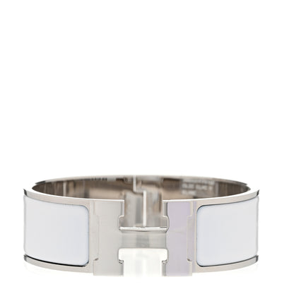 Hermes Enamel Wide Clic Clac H Bracelet GM White 1 of 5