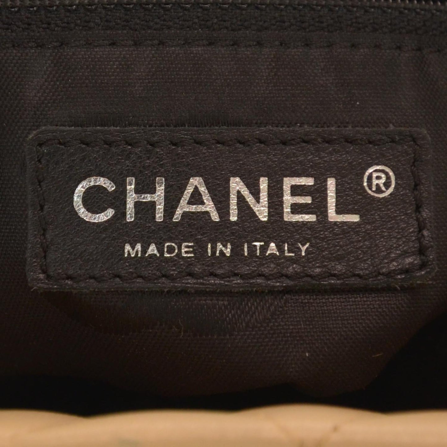 Calfskin Quilted Medium Cambon Tote Beige Black