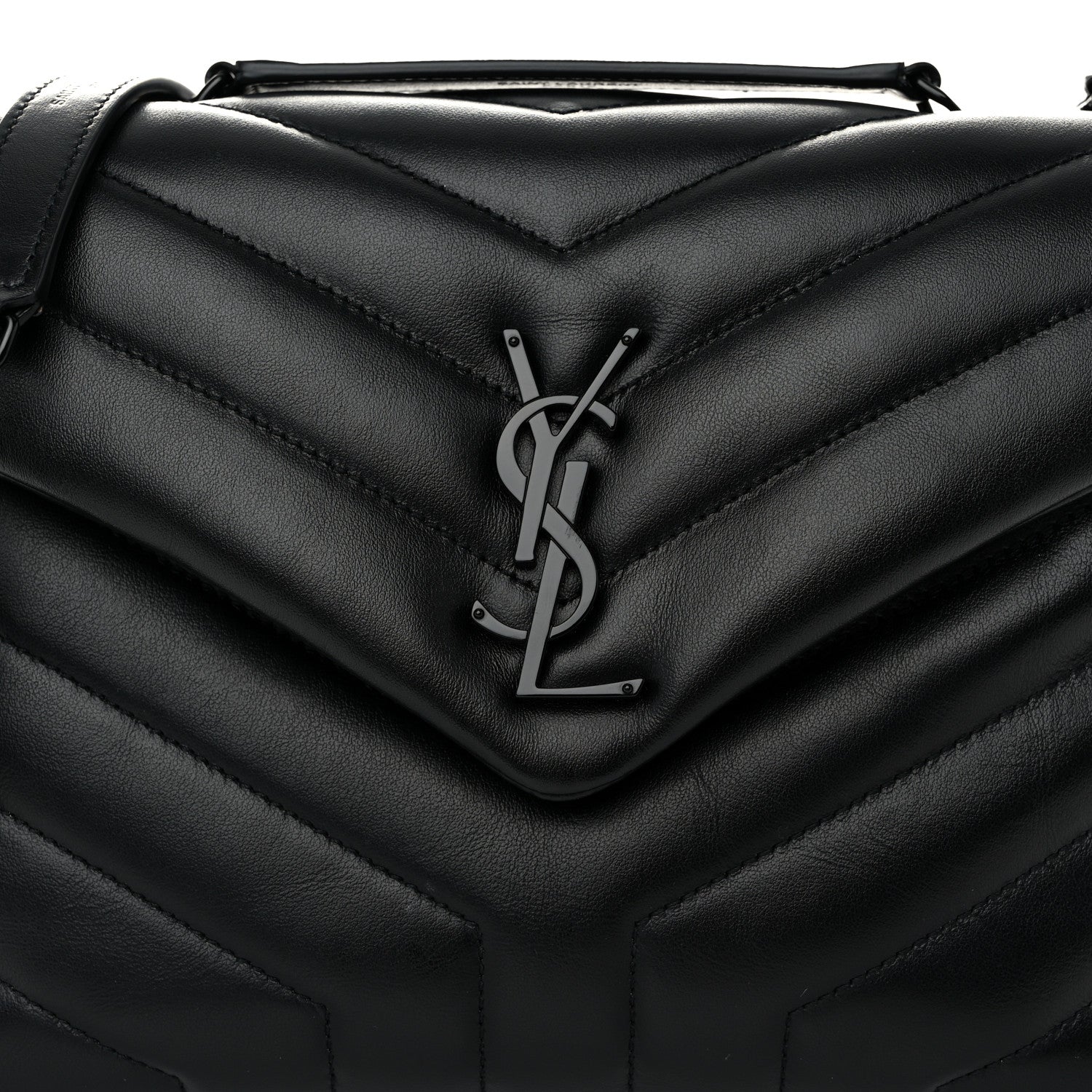 Saint Laurent Calfskin Y Quilted Monogram Monochrome Small Loulou Chain Satchel Black 8 of 11