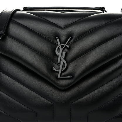 Saint Laurent Calfskin Y Quilted Monogram Monochrome Small Loulou Chain Satchel Black 8 of 11