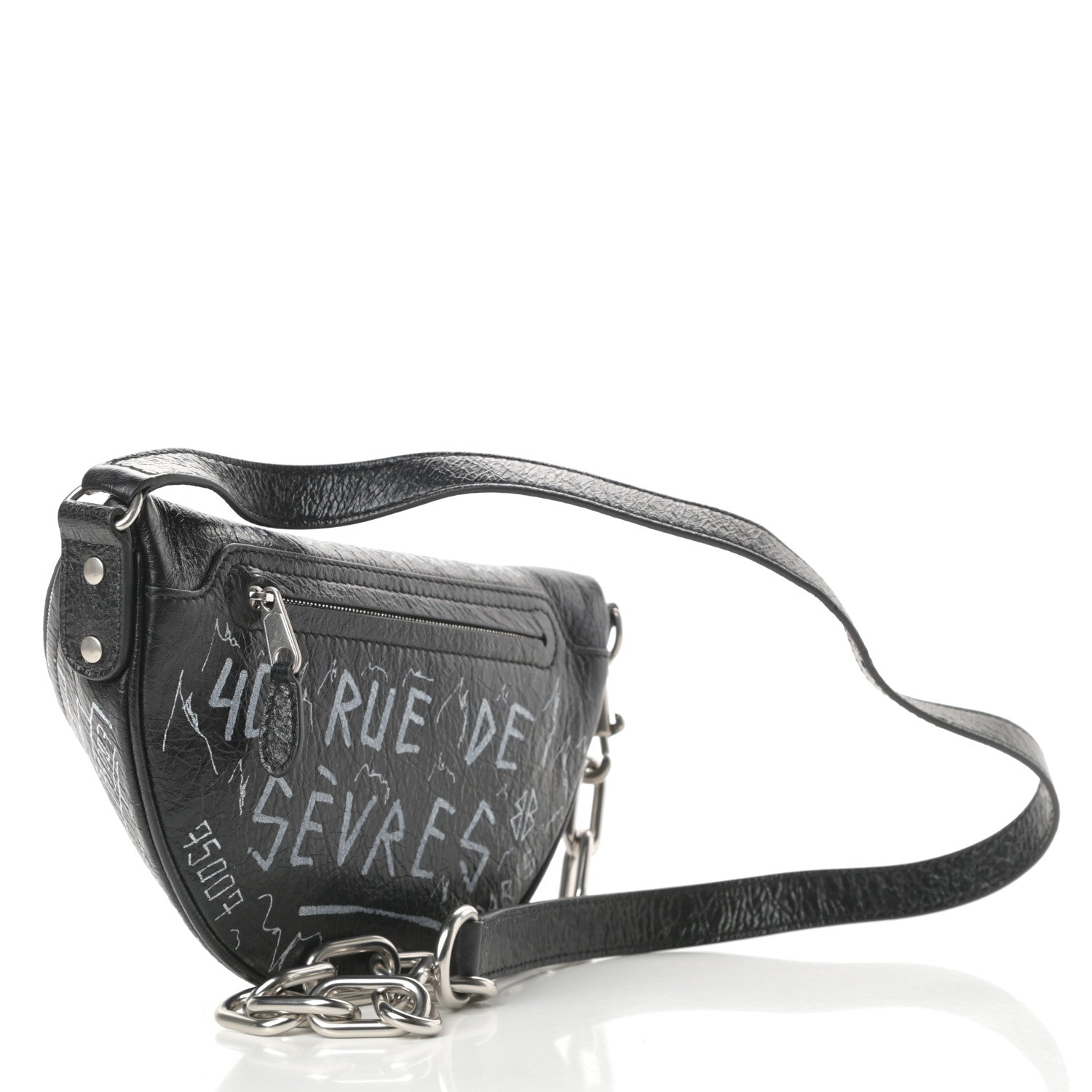 Balenciaga Agneau Arena Graffiti All Over XXS Souvenir Belt Bag Black White 3 of 10