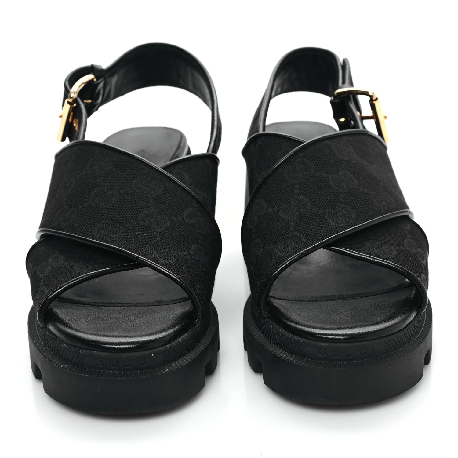 Gucci Monogram Granada Kid Trip 40/72mm Lug Sole Sandals 37 Black 2 of 8