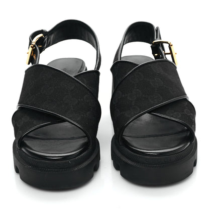 Gucci Monogram Granada Kid Trip 40/72mm Lug Sole Sandals 37 Black 2 of 8