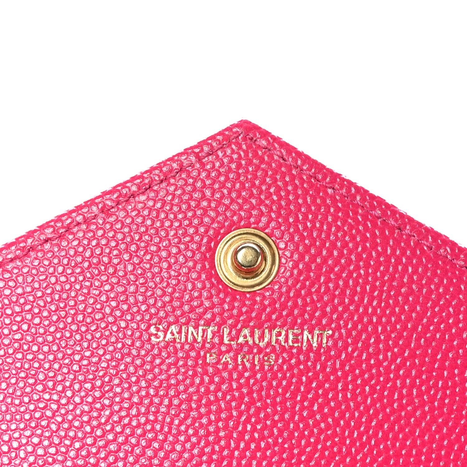 Saint Laurent Grain De Poudre Matelasse Chevron Cassandre Chain Wallet Lipstick Fuschia 6 of 8