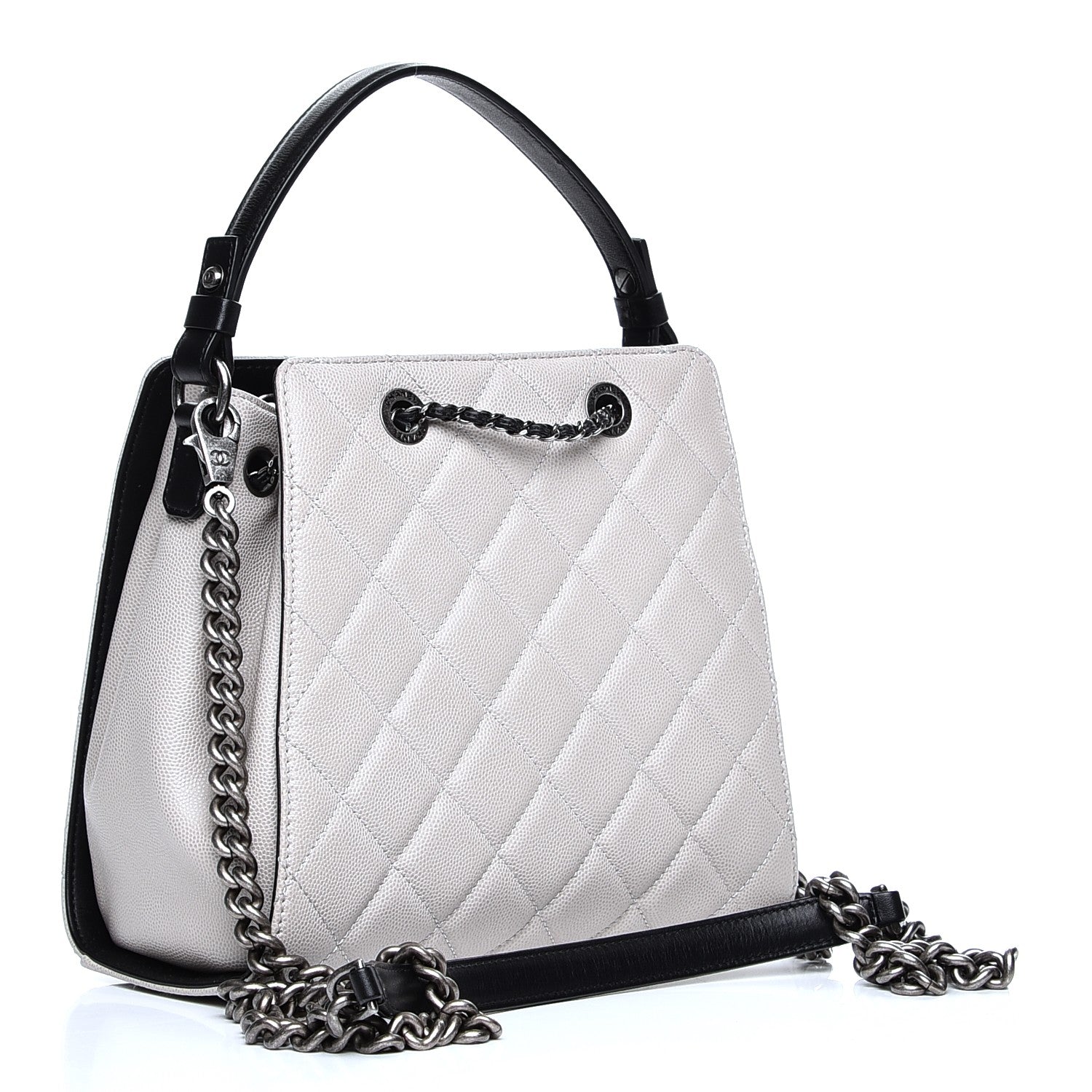 Chanel Caviar Quilted Small CC Bucket Bag Grey 4 of 9