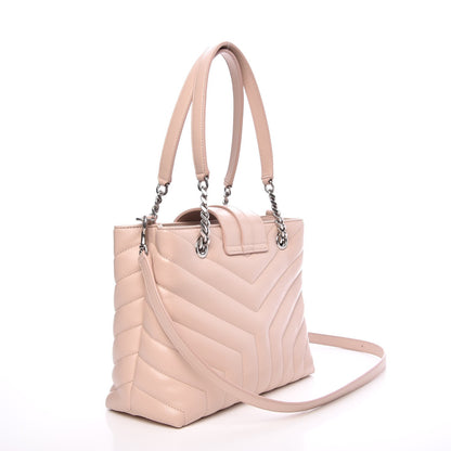 Saint Laurent Calfskin Y Quilted Monogram Small Loulou Shopper Marble Pink 3 of 9