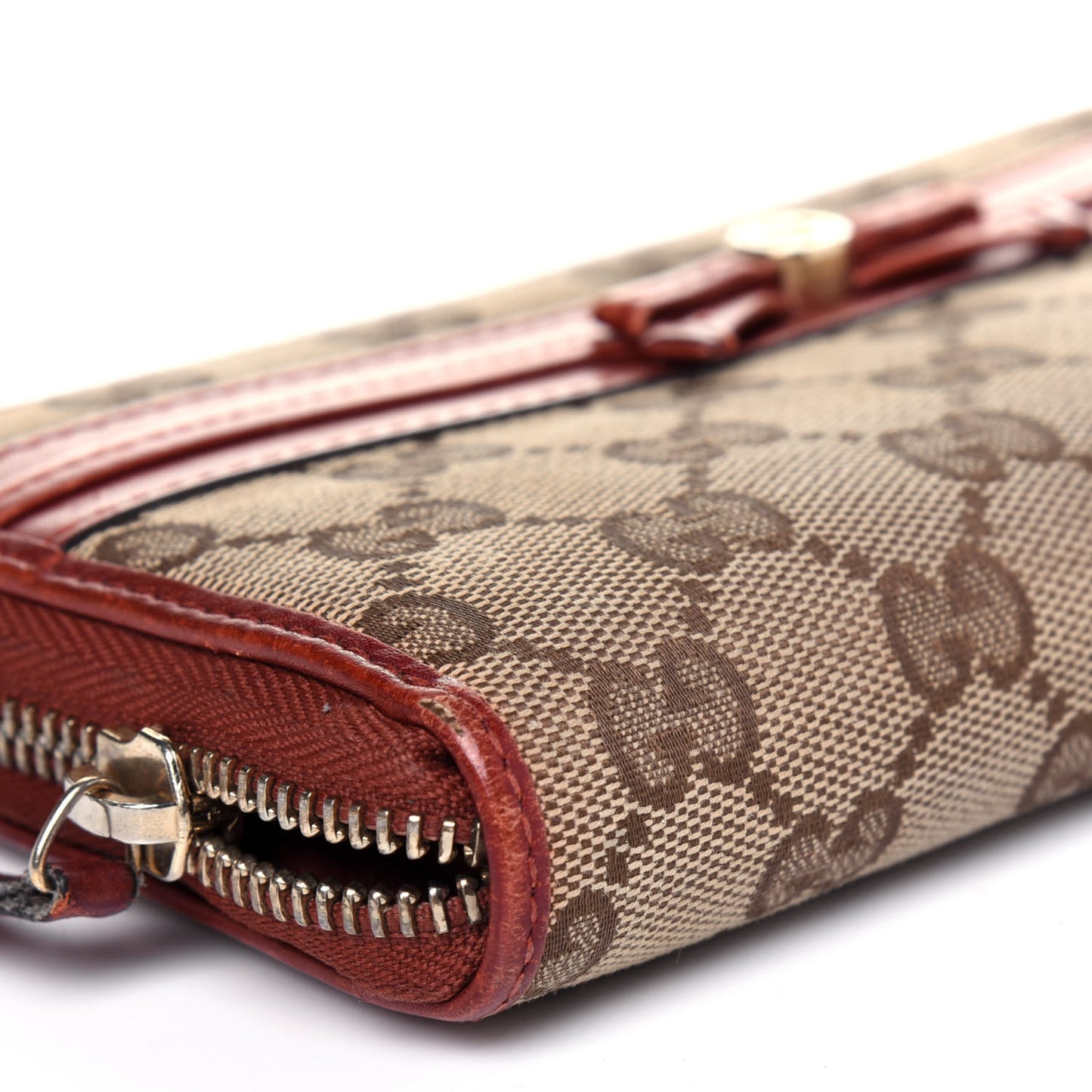 Monogram Bow Zip Around Wallet Brown