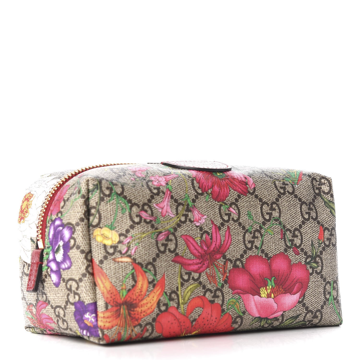 Gucci Soft GG Supreme Monogram Flora Calfskin Medium Ophidia Cosmetic Case Beige Ebony Multicolor Rosso 2 of 10