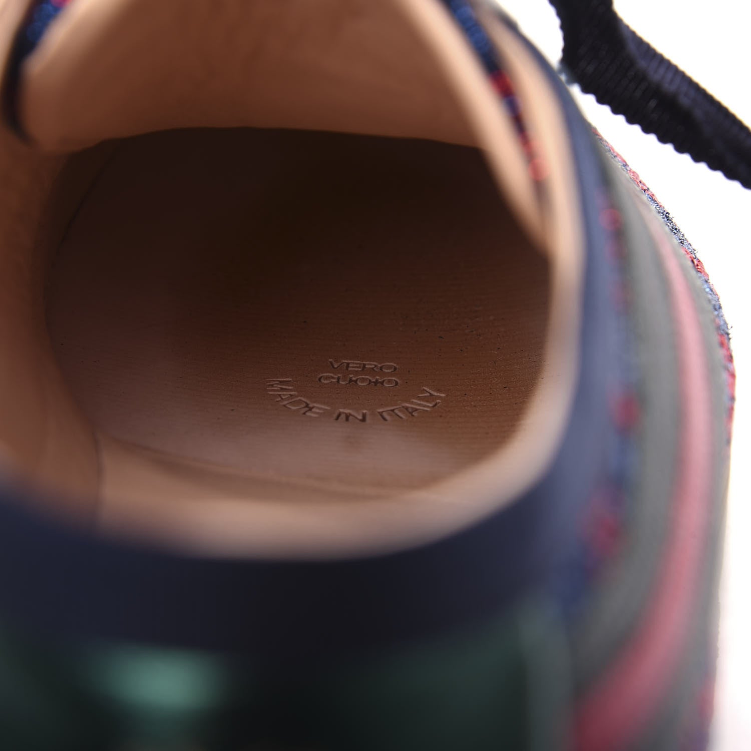 Gucci Lurex Calfskin Web GG Monogram Mens Falacer Sneakers 8 Iridescent Blue Iridescent Red Silver 9 of 12