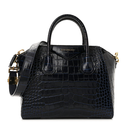 Givenchy Calfskin Crocodile Embossed Small Antigona Deep Blue 1 of 10