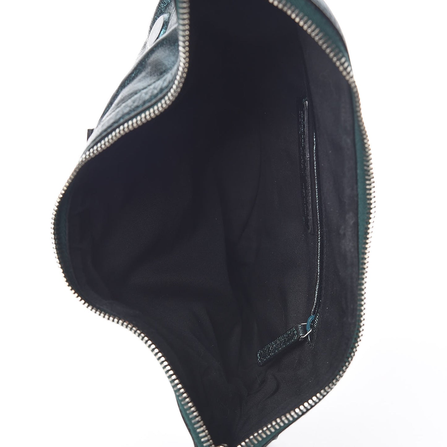 Metallic Lambskin De Manta Clutch Green