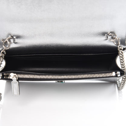 Saint Laurent Metallic Grain De Poudre Kate Monogram Tassel Chain Wallet Silver 5 of 6