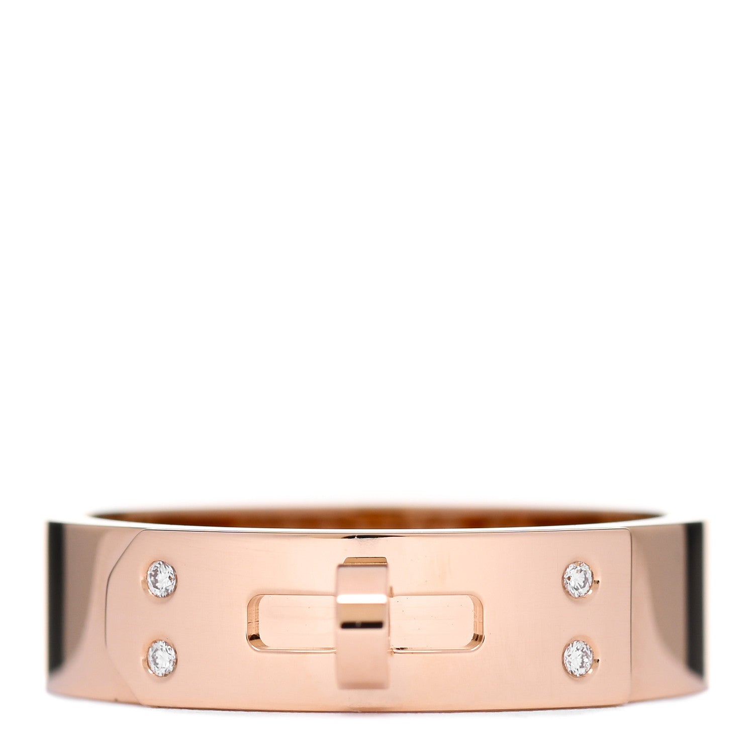 Hermes 18K Rose Gold Diamond PM Kelly Ring 52 6 1 of 5