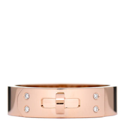 Hermes 18K Rose Gold Diamond PM Kelly Ring 52 6 1 of 5