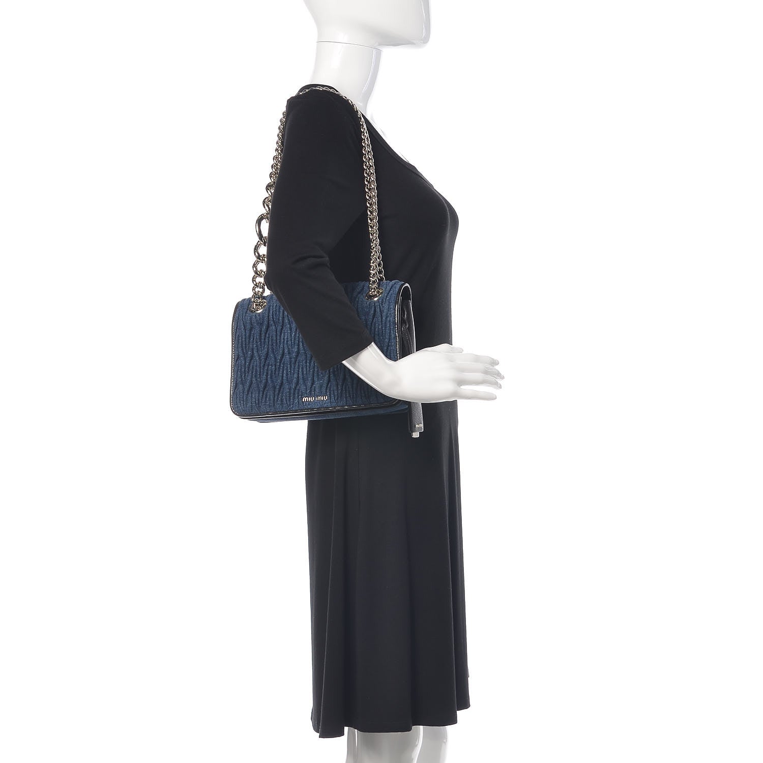 Miu Miu Denim Matelasse Shoulder Bag Blue 2 of 9