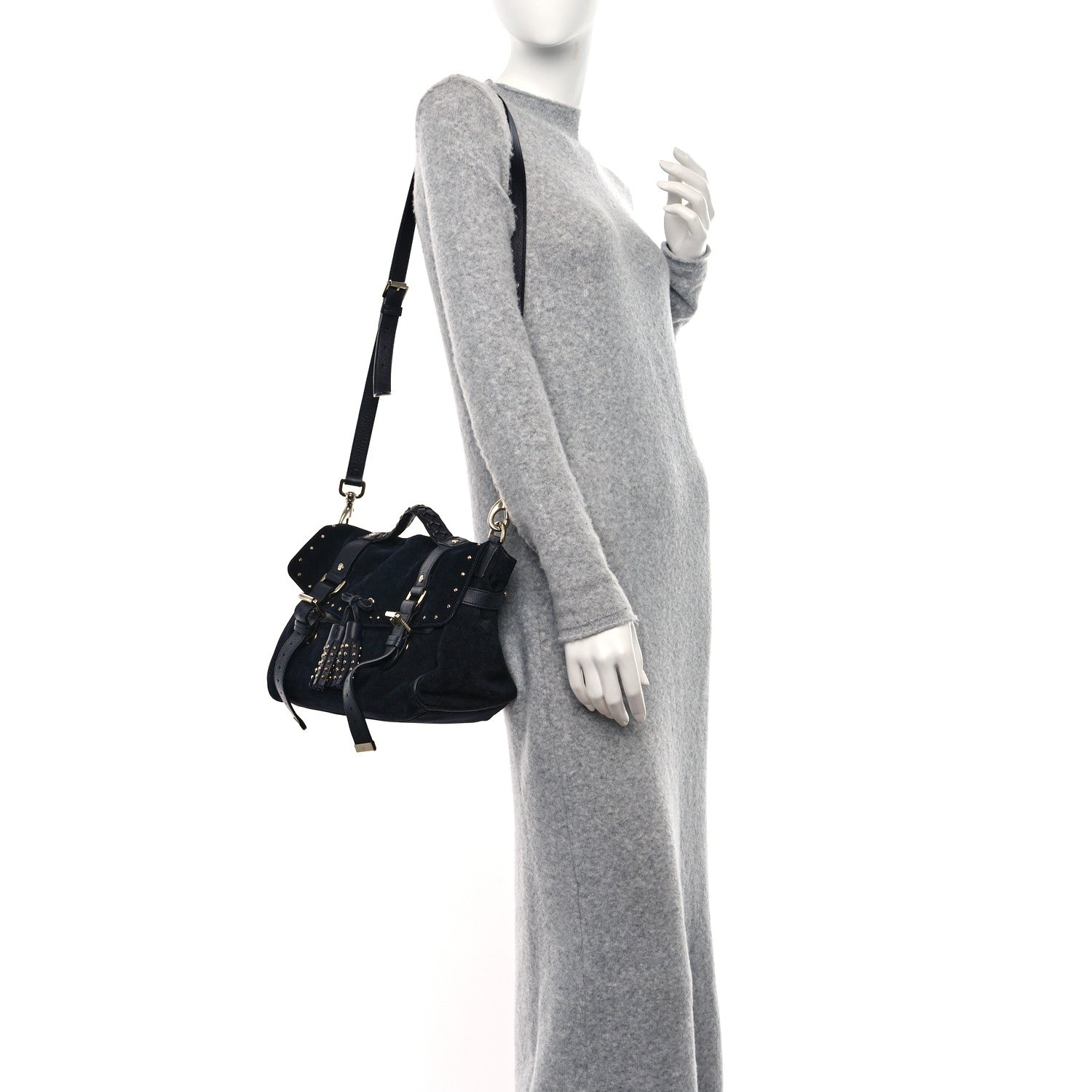 Mulberry Heavy Suede Alexa Tassel Satchel Ink Blue 2 of 10