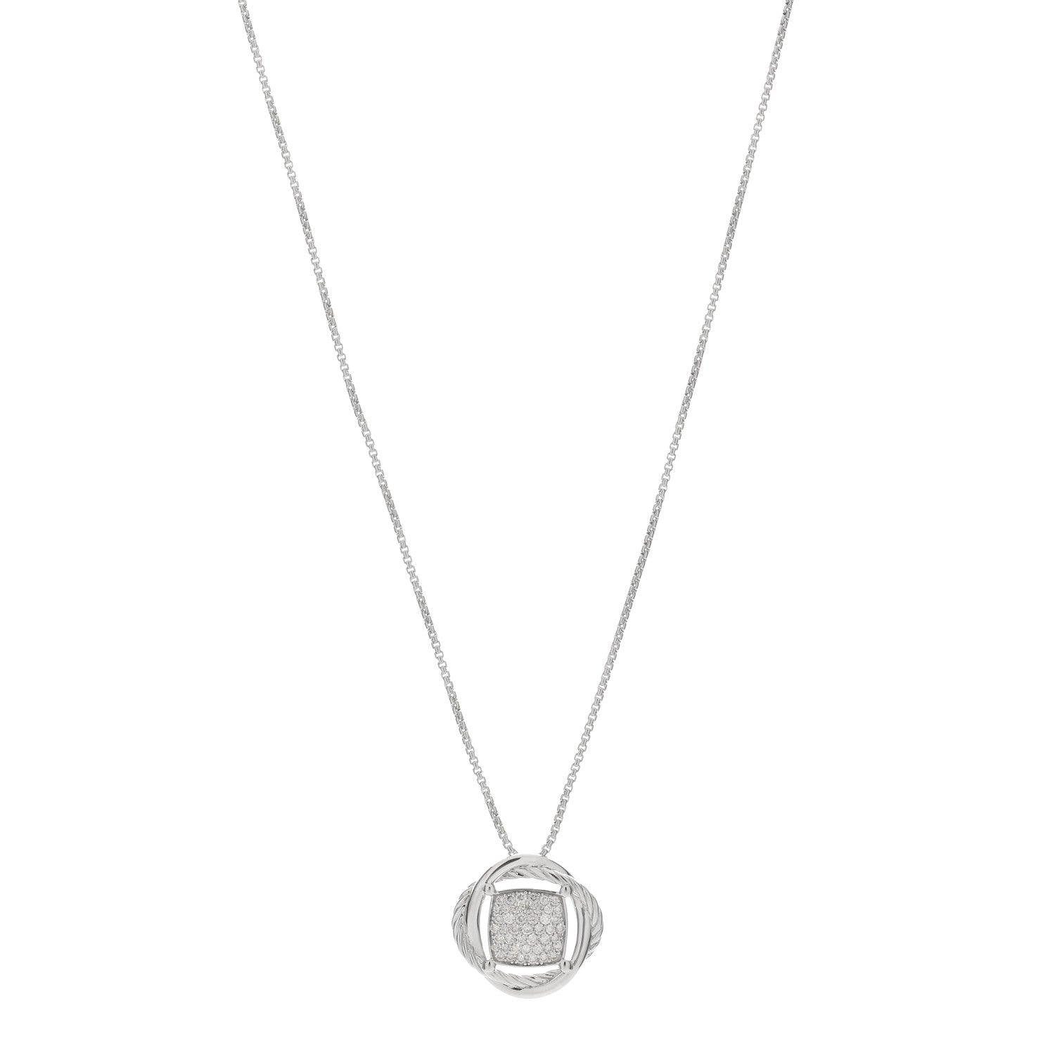 David Yurman Sterling Silver Diamond 20mm Infinity Pendant Necklace 1 of 3
