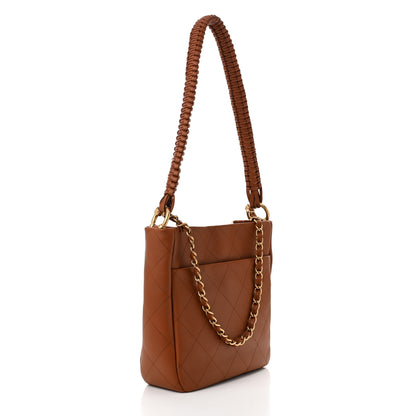 Chanel Calfskin Quilted Braided Handle Chain Hobo Brown 3 of 11