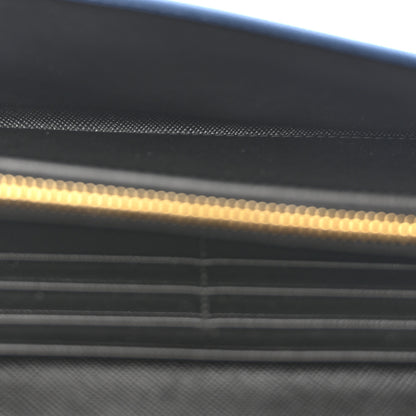 Prada Saffiano Bi-Color Metal Continental Flap Wallet Cobalto Black 5 of 12