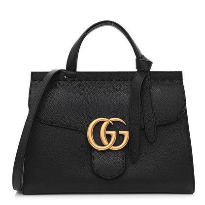 Gucci Calfskin Small GG Marmont Top Handle Bag Black 1 of 12