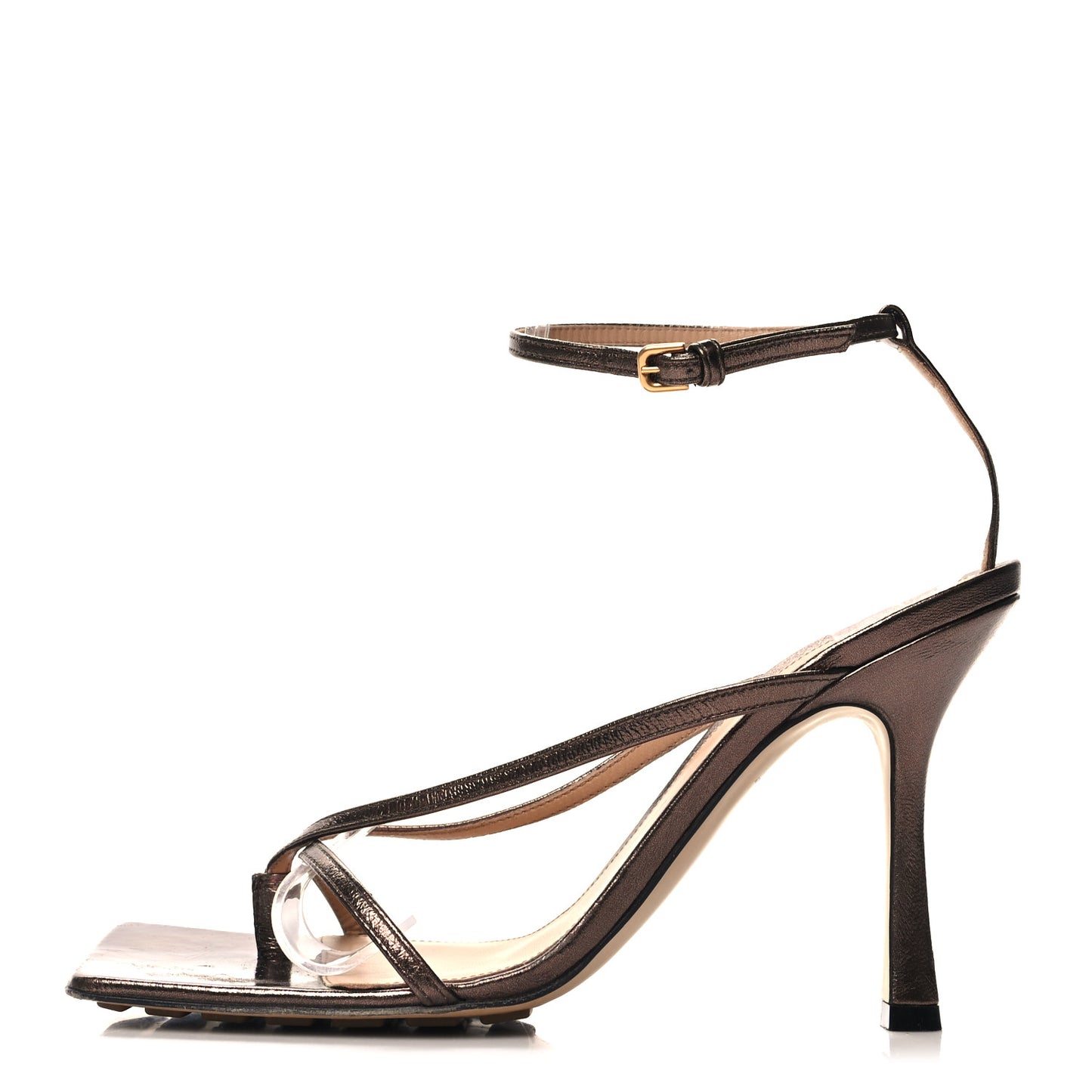 Metallic Lambskin Stretch Multi Strap 90mm Sandals 39.5 Fondant