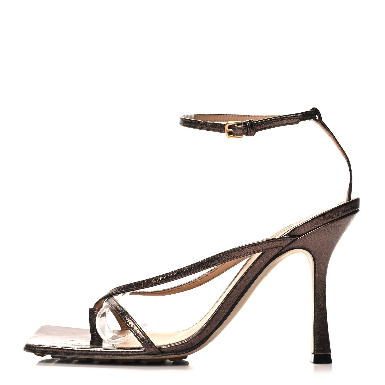 Bottega Veneta Metallic Lambskin Stretch Multi Strap 90mm Sandals 39.5 Fondant 1 of 9