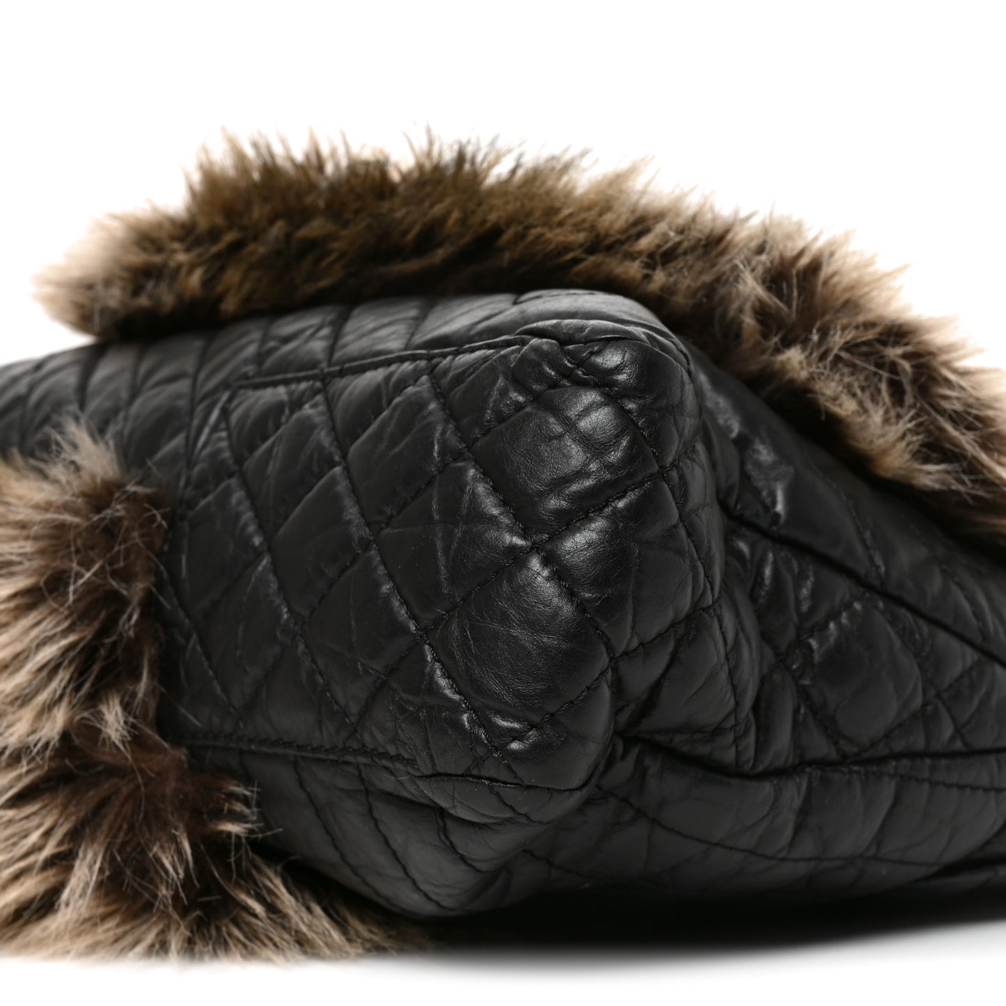 Aged Calfskin Fantasy Fur Karl's Cabas Tote Black