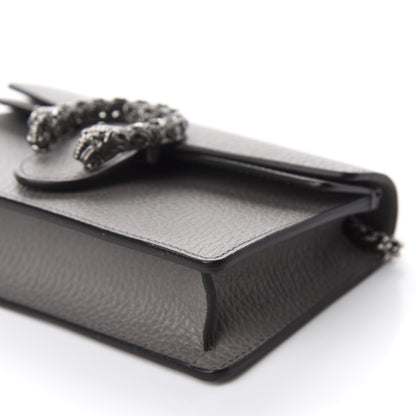 Gucci Dollar Calfskin Crystal Super Mini Dionysus Shoulder Bag Dusty Grey Black Diamond 7 of 10