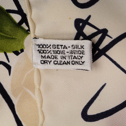 Chanel Silk Camellia Flower Square Scarf Ivory 4 of 5