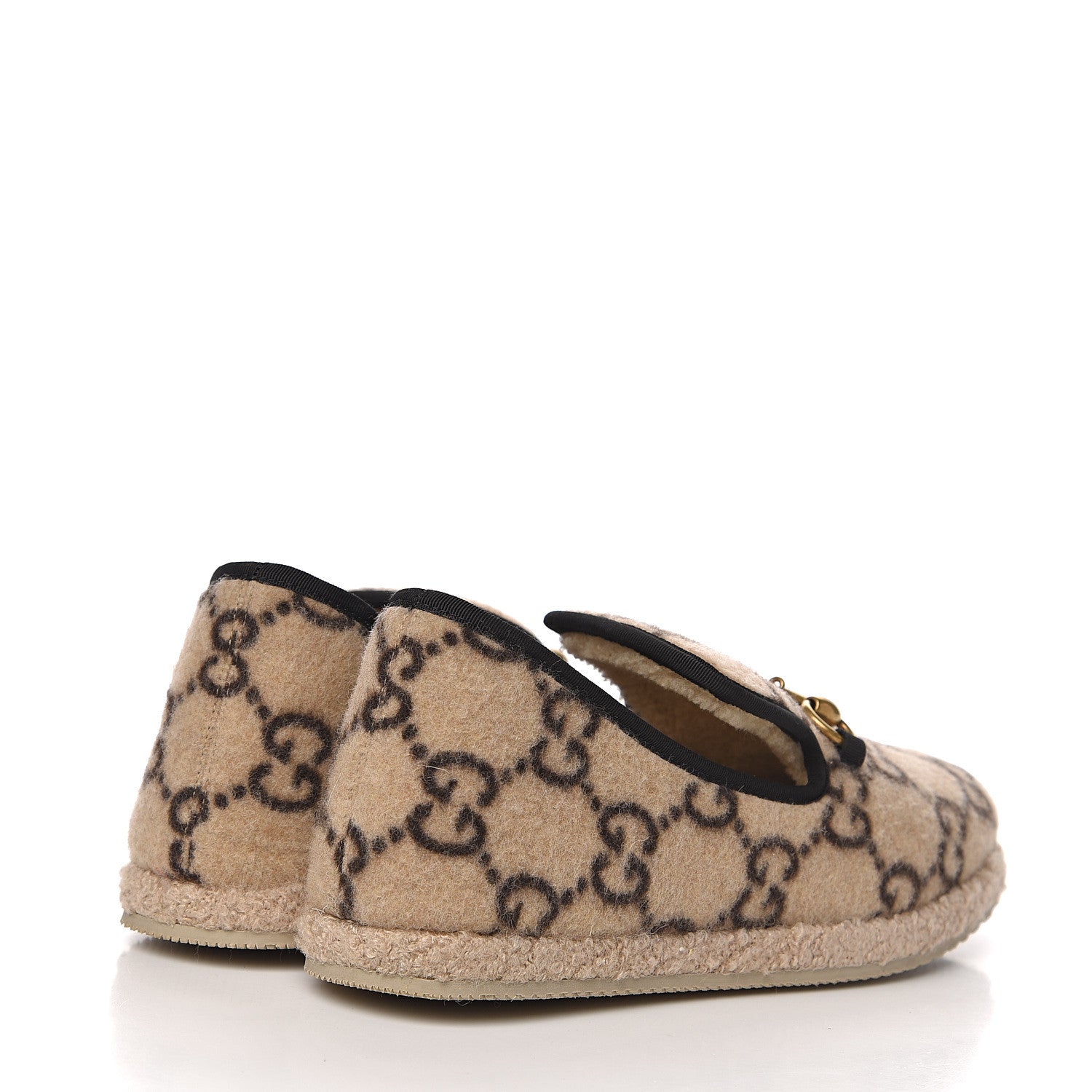Gucci Covered Wool GG Monogram Womens Fria Horsebit Loafers 38 Beige Ebony Black Butterscotch 4 of 11