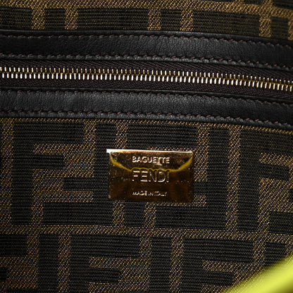 Fendi Fabric Jacquard FF 1974 Large Baguette Tobacco Moro Giallo Fluo 5 of 11