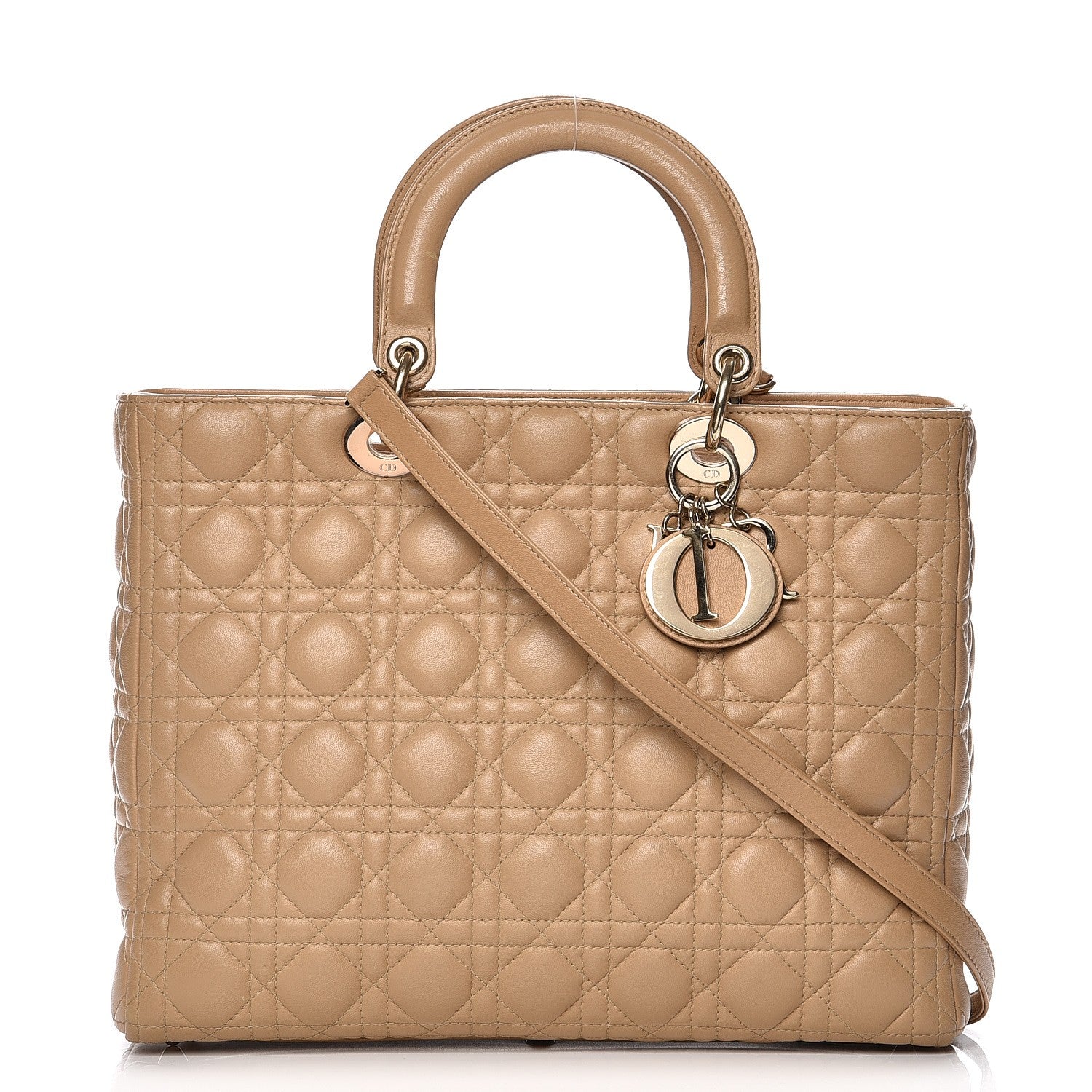 Christian Dior Lambskin Cannage Large Lady Dior Beige 1 of 14