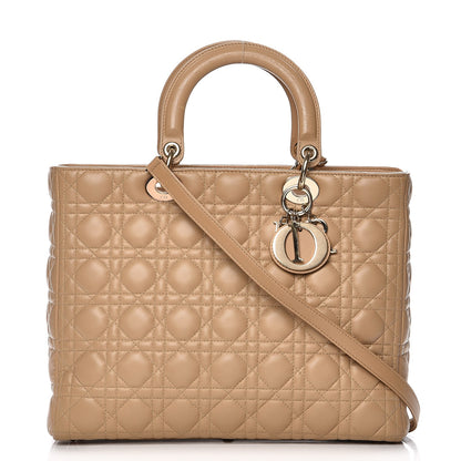 Christian Dior Lambskin Cannage Large Lady Dior Beige 1 of 14