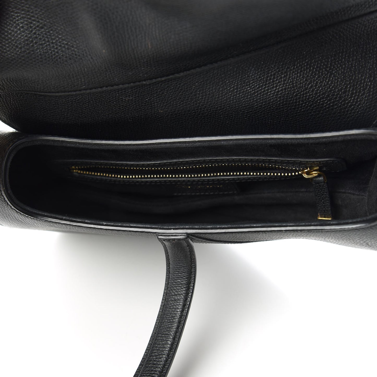 Grained Calfskin Saddle Bag Black
