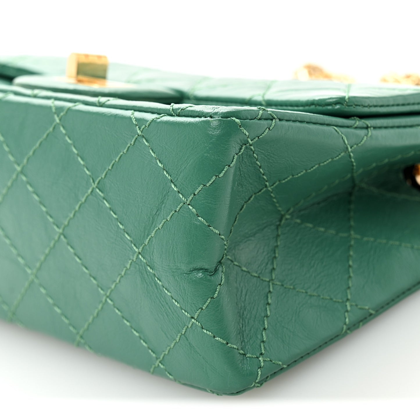 Aged Calfskin Quilted 2.55 Reissue Mini Flap Green