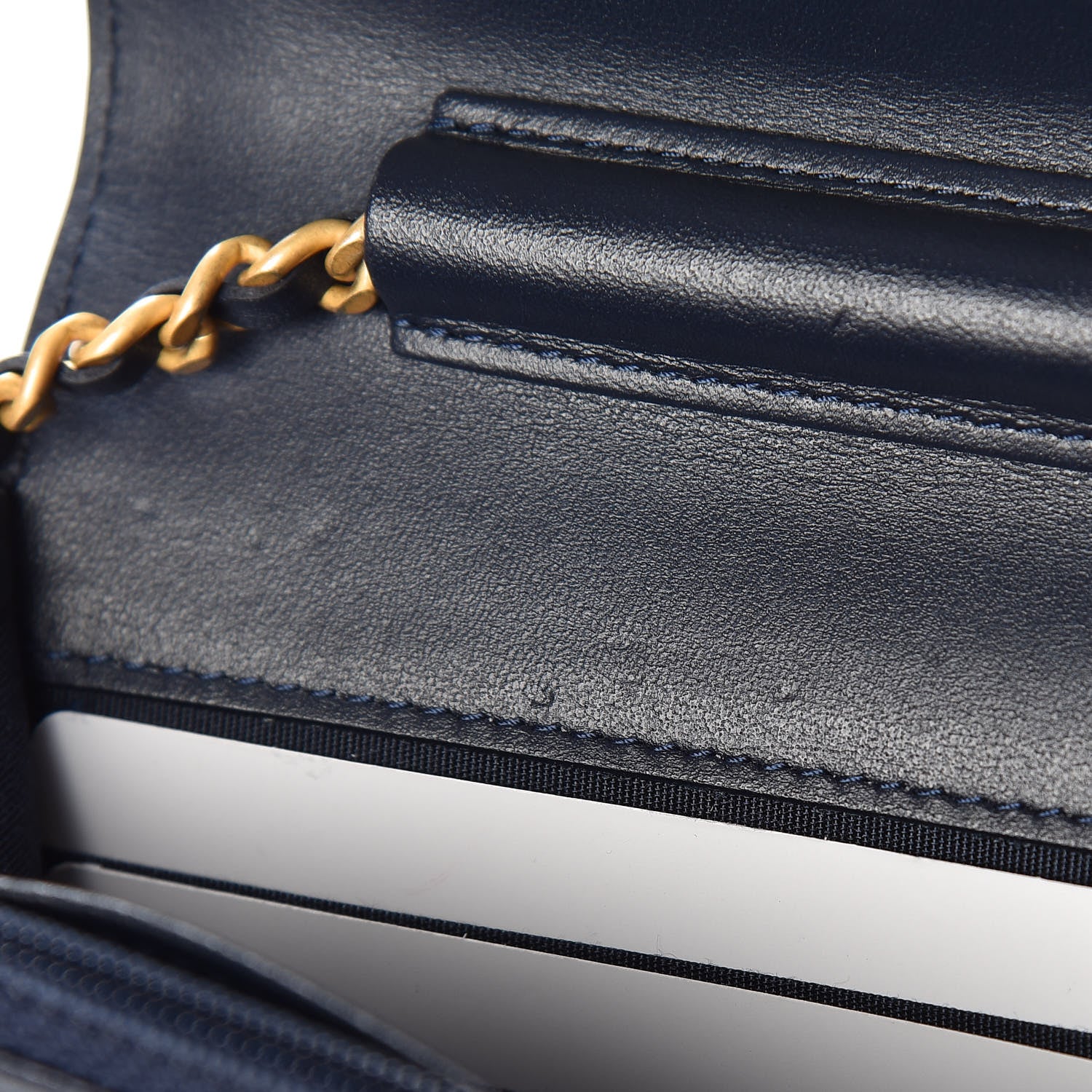 Chanel Caviar Quilted CC Filigree Wallet On Chain WOC Navy 9 of 12