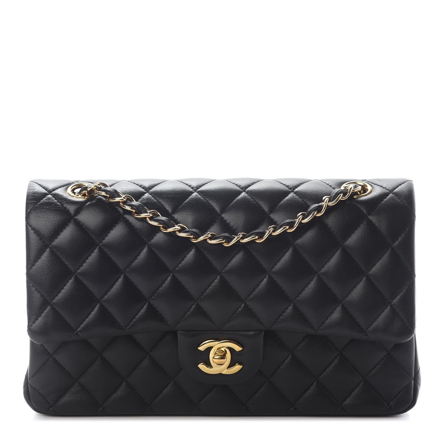 Chanel Lambskin Quilted Medium Double Flap Black 1 of 9