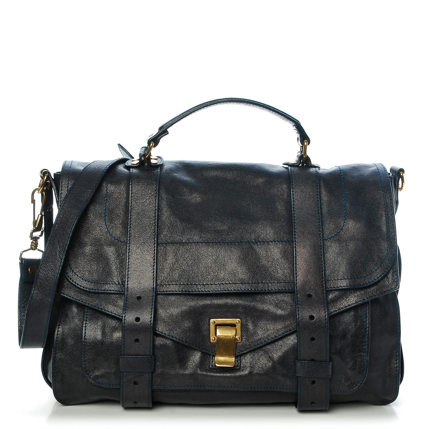 Proenza Schouler Lambskin Large PS1 Satchel Midnight 1 of 12
