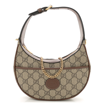 Gucci GG Supreme Monogram Azalea Calfskin Mini Retro Interlocking G Half Moon Bag Beige Ebony Brown Sugar Beige Ebony Brown Sugar 1 of 10