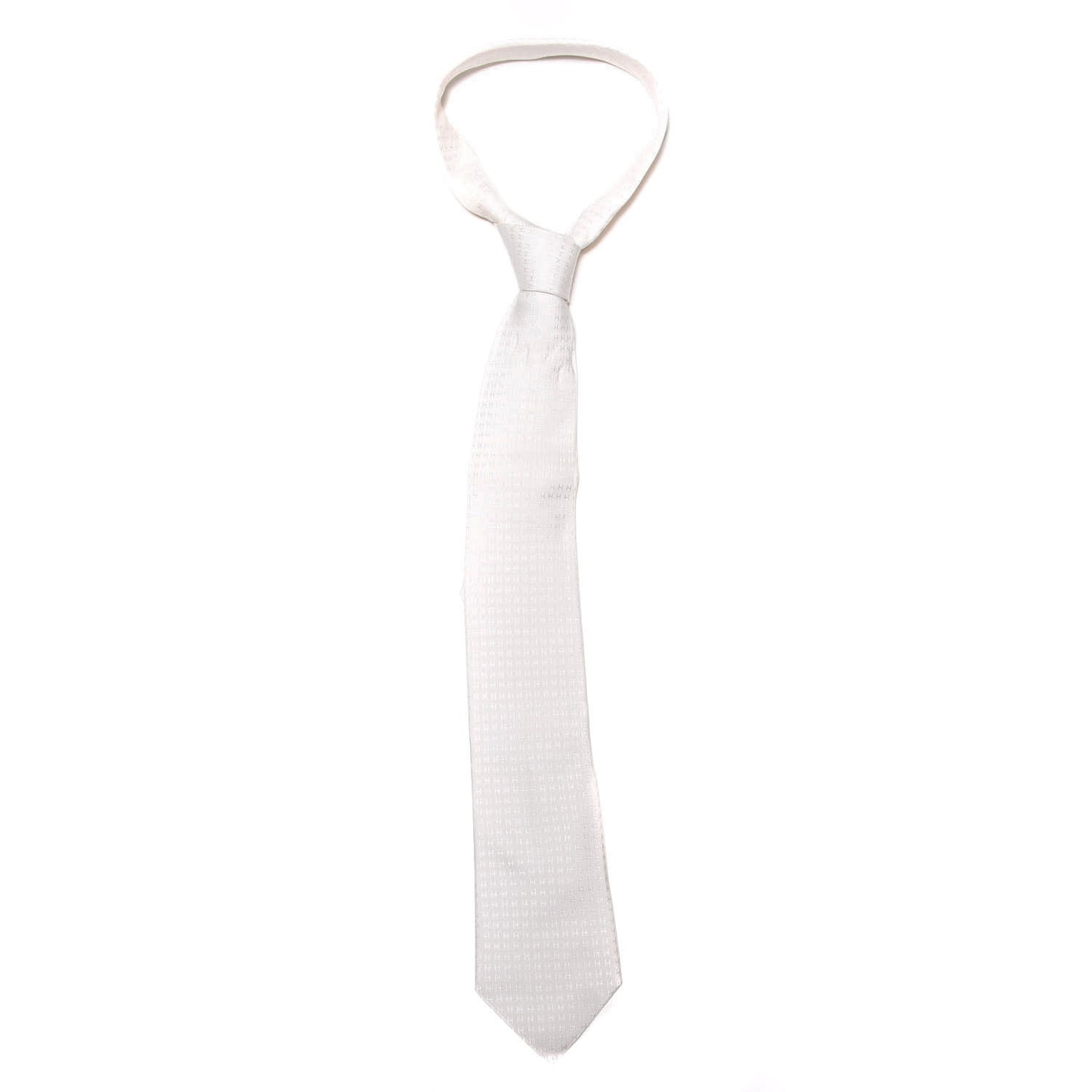 Mens Silk Printed Faconnee H Neck Tie White