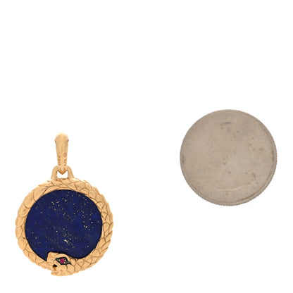 David Yurman 18K Yellow Gold Lapis Lazuli Ruby Cairo Ouroboros Amulet Pendant 2 of 4