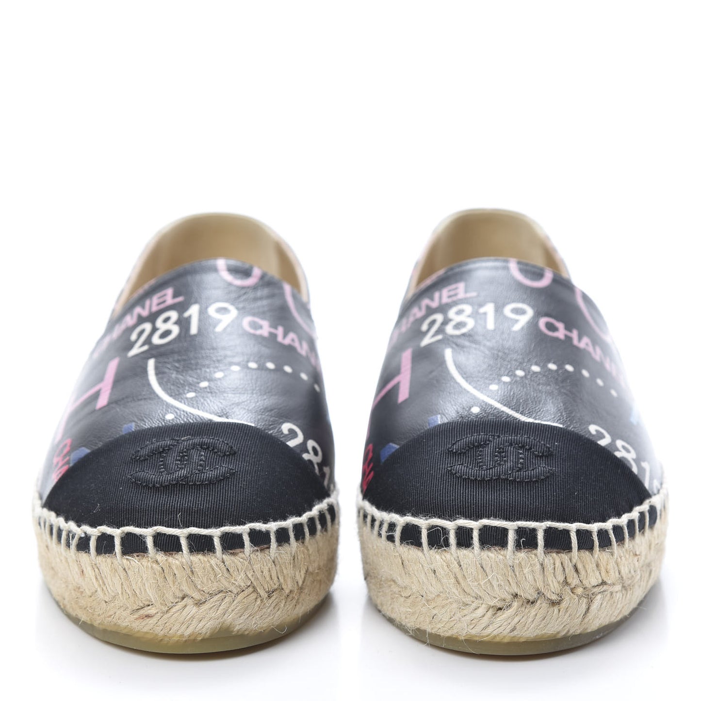 Lambskin Grosgrain Printed Espadrilles 36 Multicolor Black
