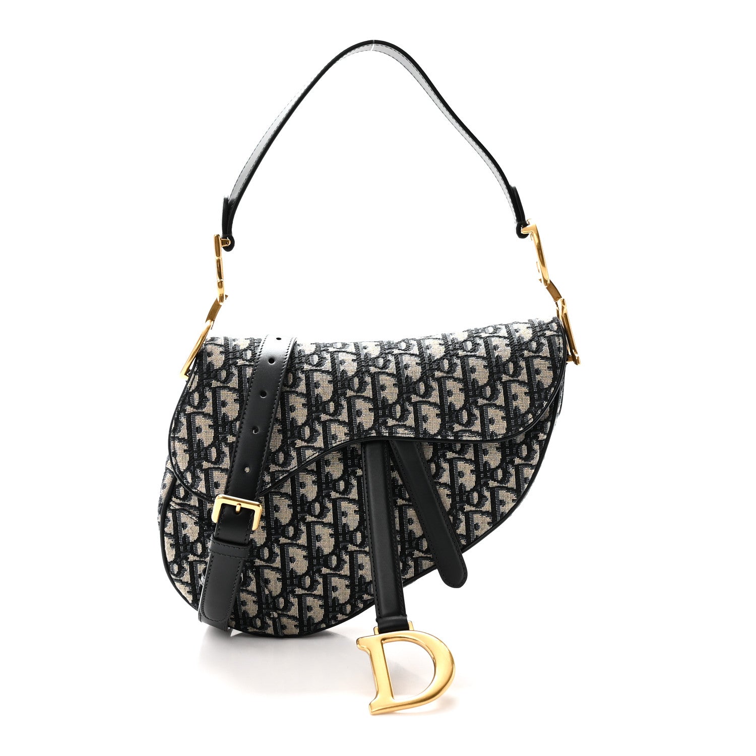 Christian Dior Oblique Saddle Bag With Strap Blue 1 of 11