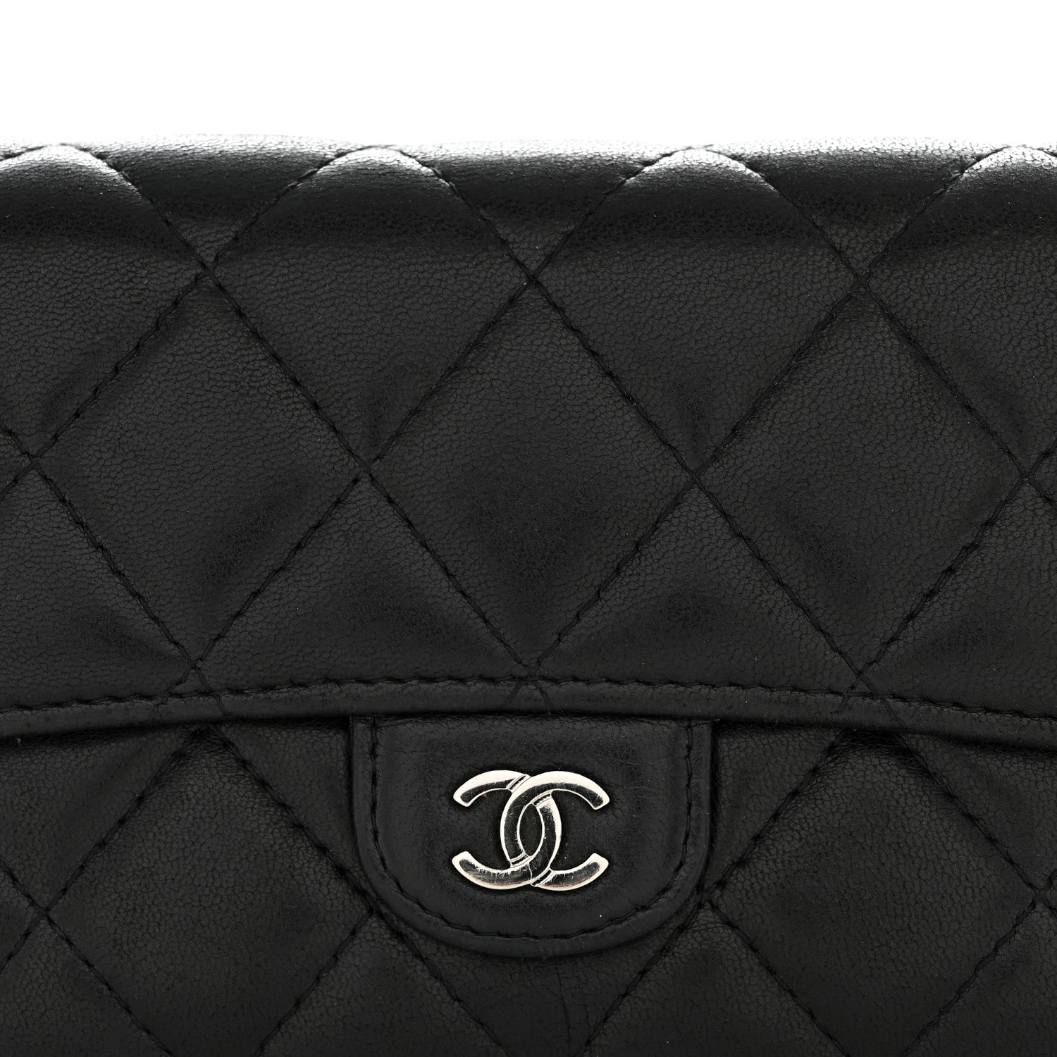 Chanel Lambskin Quilted Large Gusset Flap Wallet Black 1865759