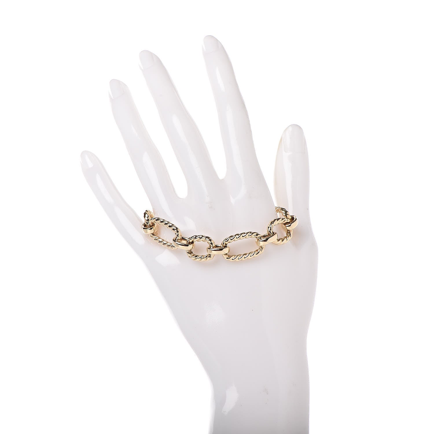David Yurman 18K Yellow Gold Diamond 12.5mm Cushion Link Bracelet 2 of 5